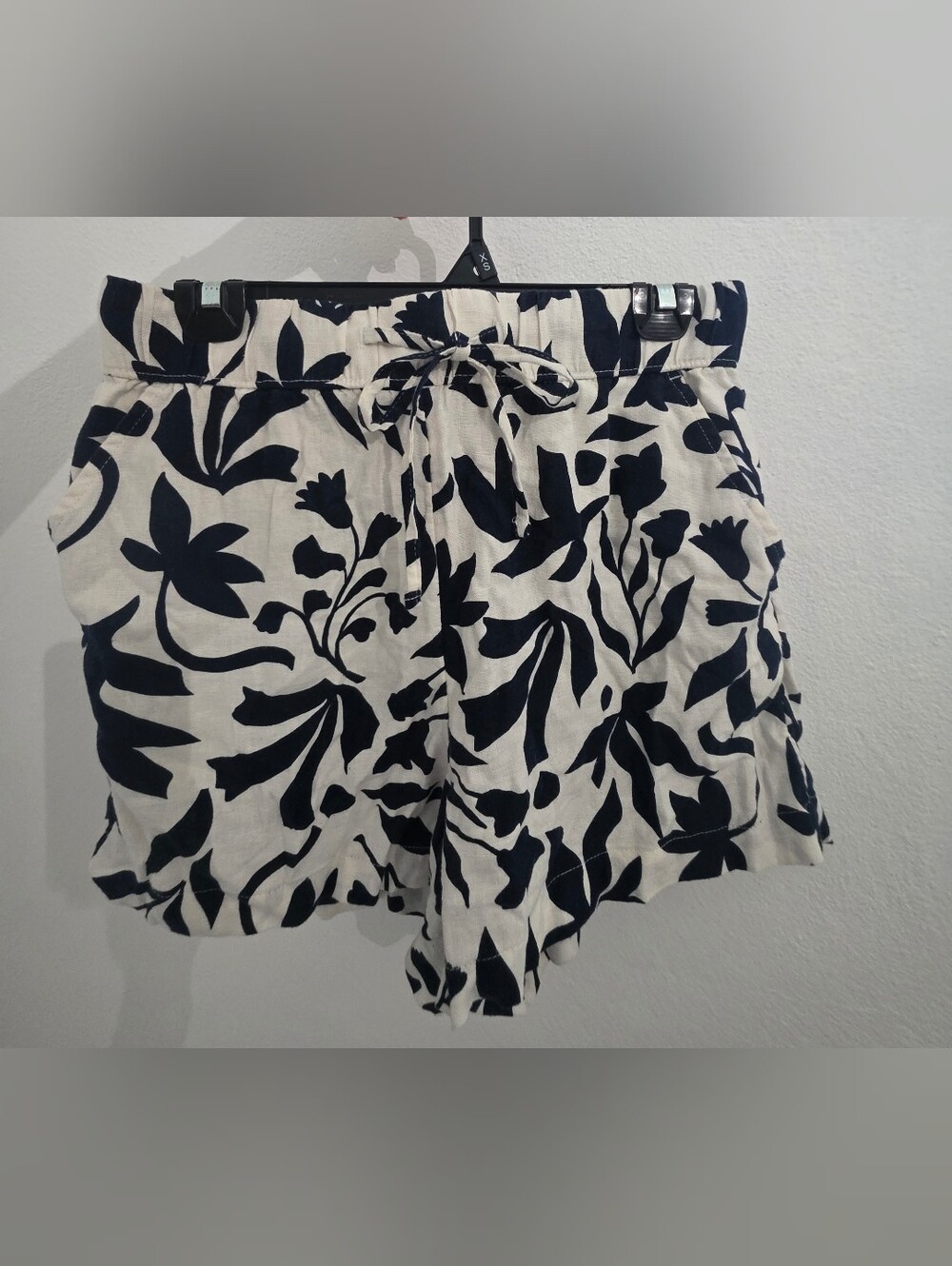 Women  Navy Blue & Cream Floral Short